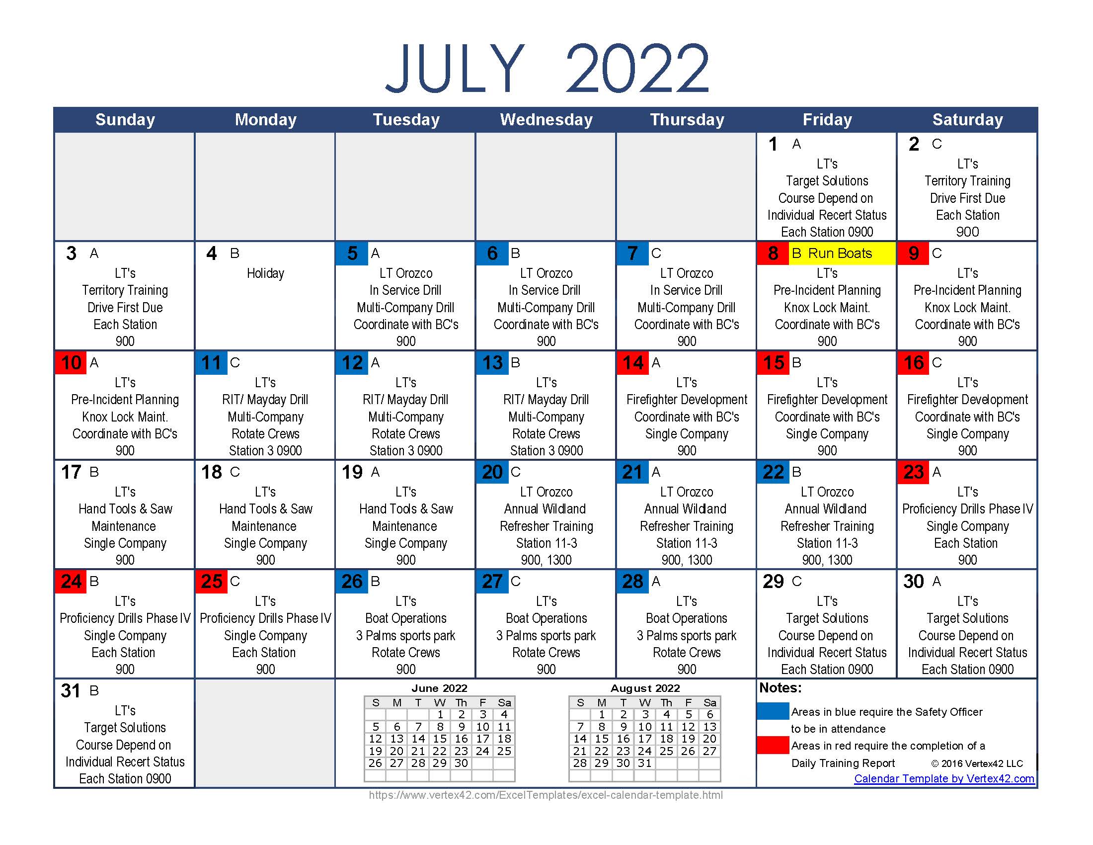 July Training Calendar