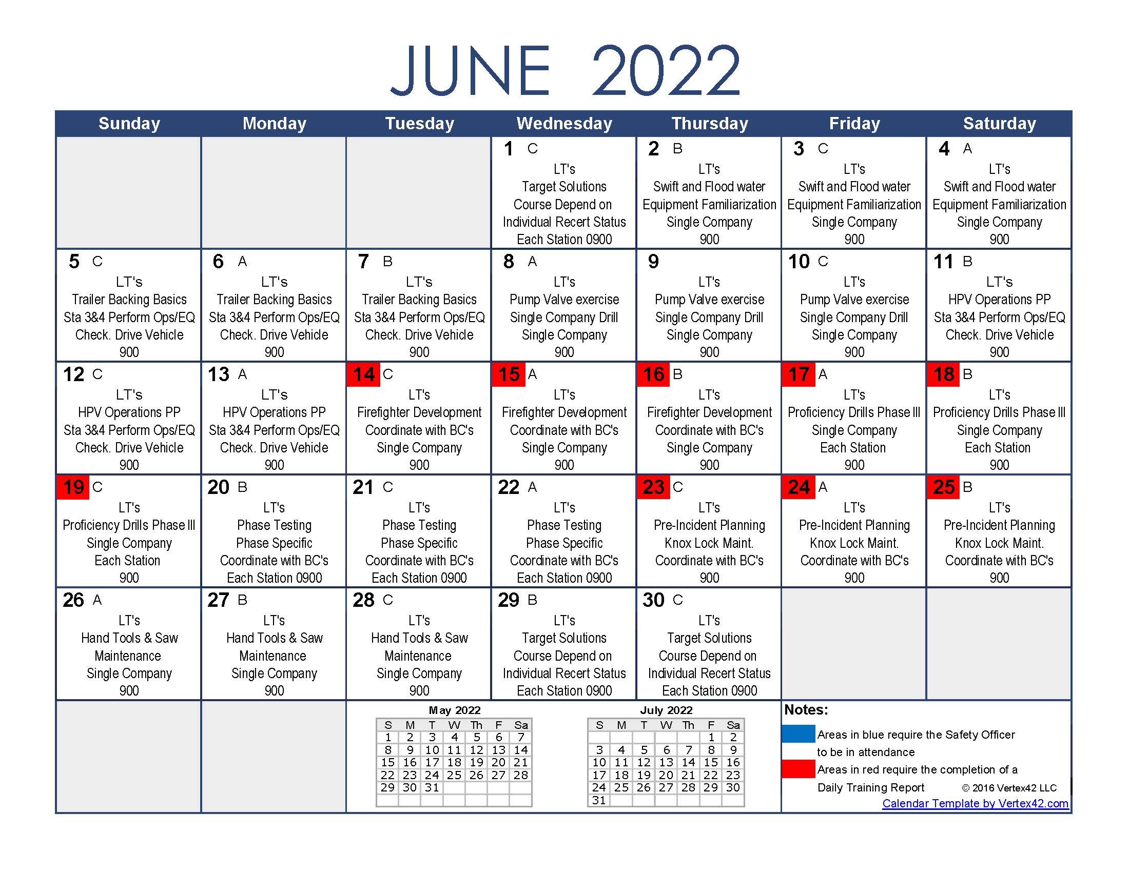 June Training Calendar (Revised)