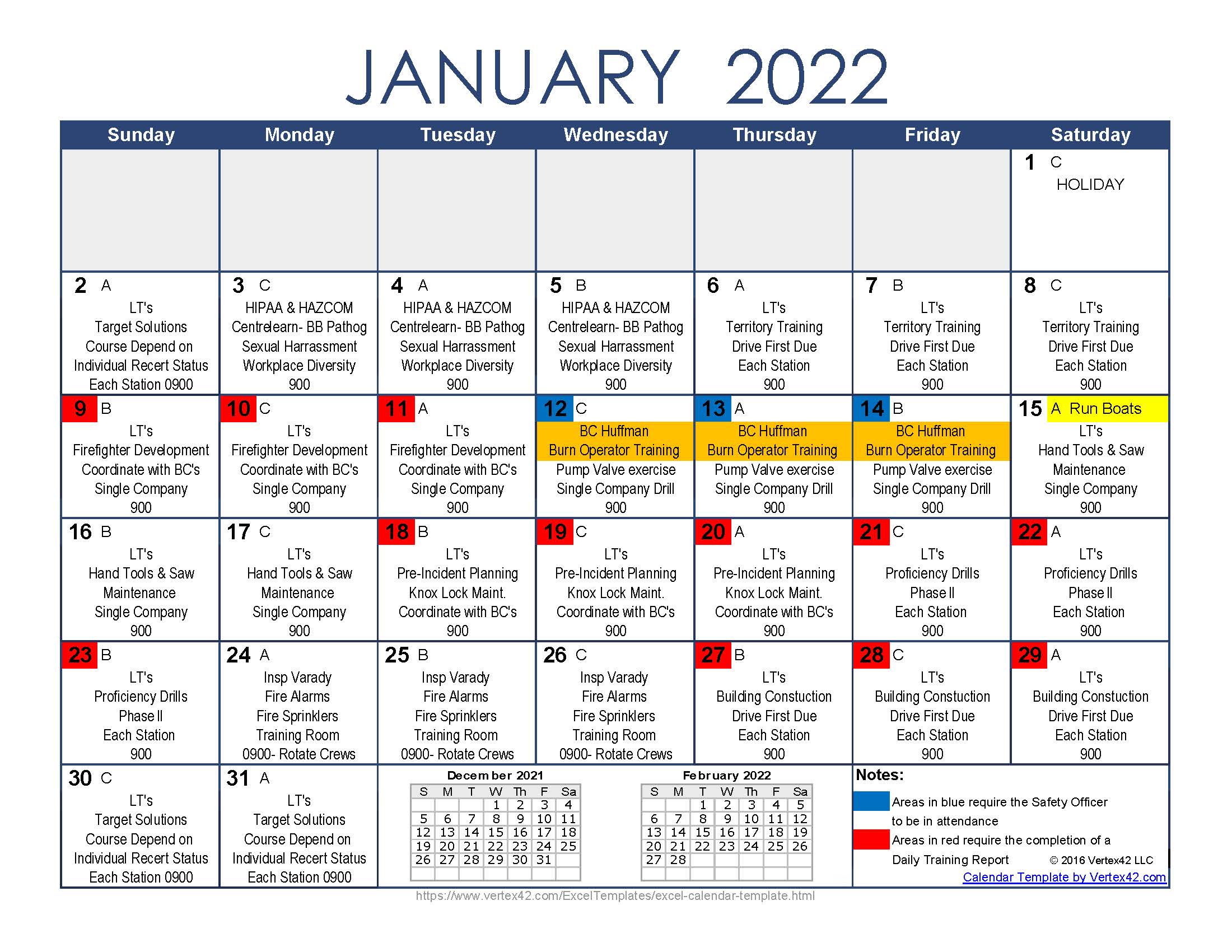 January Training Calendar