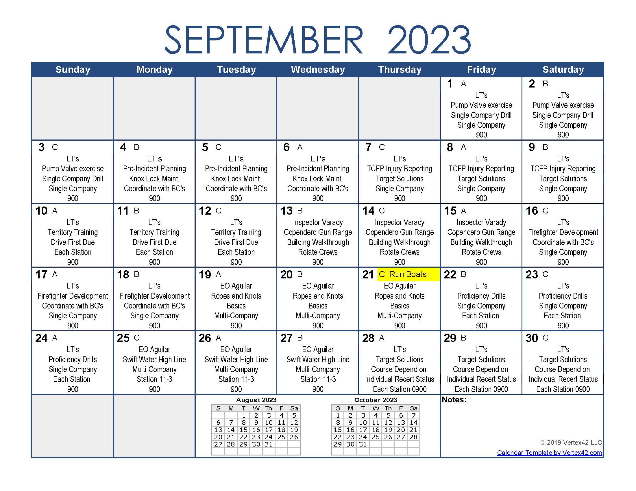 2023-Training Calendar